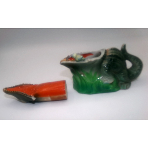Vintage Nodder Bobber Ceramic Ashtray Dish Alligator Crocodile Jaw Japan 1950's - Picture 15 of 16